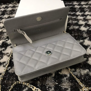 Chanel A68060 Wallet on Chain bag Grained Calfskin gold Grey - Default Title - View 6