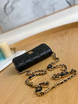Chanel A68098 Mini Flap Bag Lambskin Onyx Small Square Stewardess Bag Black - Default Title - View 5