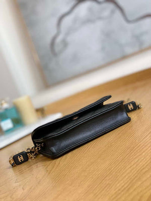 Chanel A68098 Mini Flap Bag Lambskin Onyx Small Square Stewardess Bag Black - Default Title - View 9
