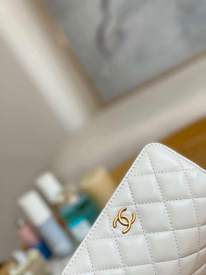 Chanel A68098 Mini Flap Bag Lambskin Onyx Small Square Stewardess Bag White - Default Title - View 4