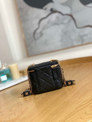Chanel A68101 Mini Vanity with Chain Lambskin Gold Black - Default Title - View 2