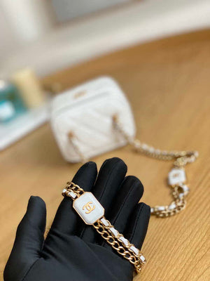 Chanel A68101 Mini Vanity with Chain Lambskin Gold White - Default Title - View 4