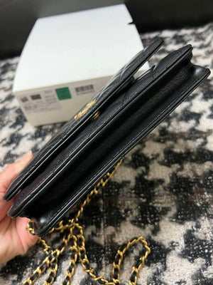 Chanel A68113 Woc Wallet on Chain With Handle Black Shiny Crumpled Calfskin - Default Title - View 4