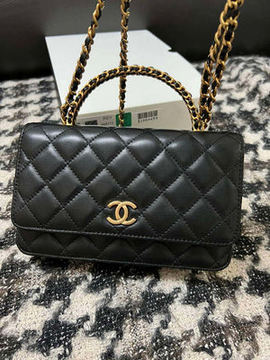 Chanel A68113 Woc Wallet on Chain With Handle Black Shiny Crumpled Calfskin - Default Title - View 9