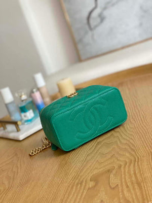Chanel A68130 Vanity with chain Grained Calfskin Gold Green - Default Title - View 5