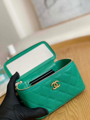Chanel A68130 Vanity with chain Grained Calfskin Gold Green - Default Title - View 7