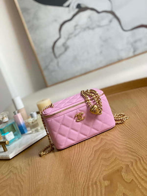 Chanel A68130 Vanity with chain Grained Calfskin Gold Pink - Default Title - View 1