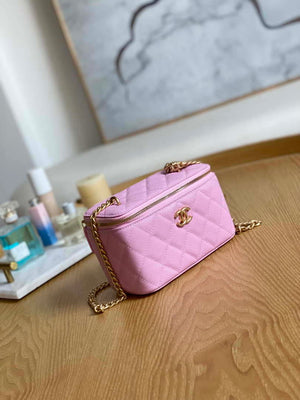 Chanel A68130 Vanity with chain Grained Calfskin Gold Pink - Default Title - View 4