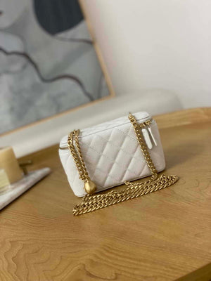 Chanel A68130 Vanity with chain Grained Calfskin Gold White - Default Title - View 2