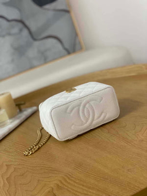 Chanel A68130 Vanity with chain Grained Calfskin Gold White - Default Title - View 7