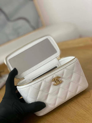 Chanel A68130 Vanity with chain Grained Calfskin Gold White - Default Title - View 8