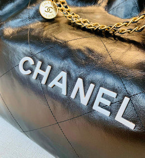 Chanel A68200 Large Chain Shopping Bag Black White - Default Title - View 10