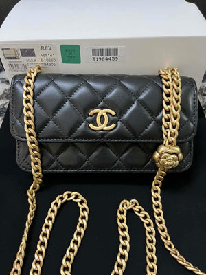 Chanel A68341 Flap Classic Bag Woc Camellia Lambskin Black - Default Title - View 3