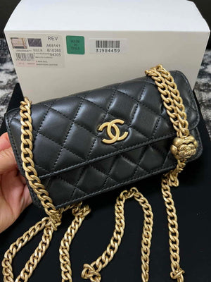 Chanel A68341 Flap Classic Bag Woc Camellia Lambskin Black - Default Title - View 4