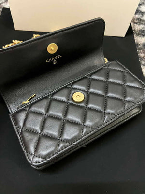 Chanel A68341 Flap Classic Bag Woc Camellia Lambskin Black - Default Title - View 8
