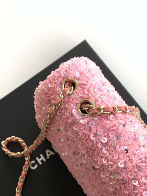 Chanel A69900 24K Mini Flap Sequin Series CF AS1116 Silver Pink - Default Title - View 6