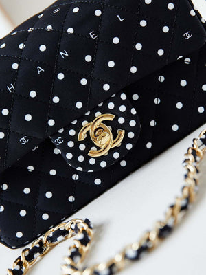 Chanel A69900 24P Mini Flap Black Fabric Printed with white raindrops AS1116 - Default Title - View 2