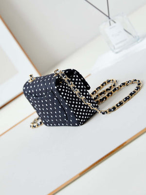 Chanel A69900 24P Mini Flap Black Fabric Printed with white raindrops AS1116 - Default Title - View 4
