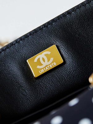 Chanel A69900 24P Mini Flap Black Fabric Printed with white raindrops AS1116 - Default Title - View 9
