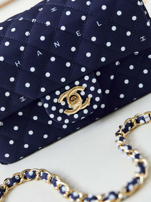 Chanel A69900 24P Mini Flap Blue Fabric Printed with white raindrops AS1116 - Default Title - View 2