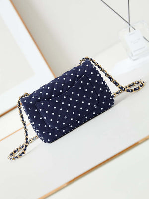 Chanel A69900 24P Mini Flap Blue Fabric Printed with white raindrops AS1116 - Default Title - View 5