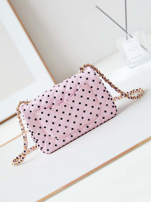 Chanel A69900 24P Mini Flap Pink Fabric Printed with white raindrops AS1116 - Default Title - View 4