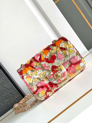 Chanel A69900 24P Mini Flap Pink Limited Edition Beaded Bags - Default Title - View 1