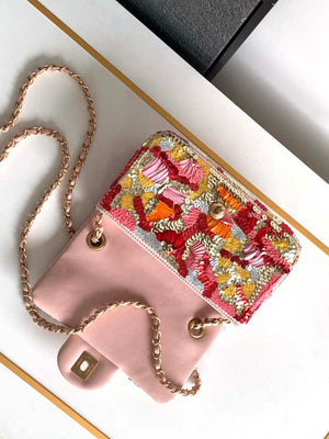 Chanel A69900 24P Mini Flap Pink Limited Edition Beaded Bags - Default Title - View 6