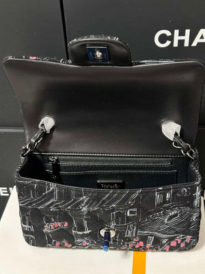 Chanel A69900 25c Mini Flap Black Fabric Printed AS1116 Black - Default Title - View 10