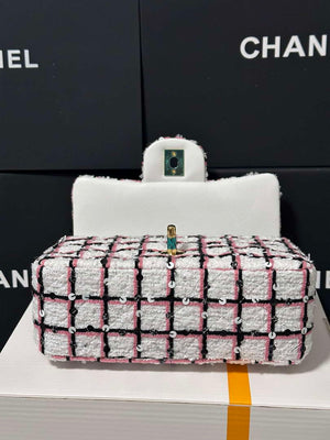 Chanel A69900 25C Mini Flap Fabric Printed AS1116 Pink and white - Default Title - View 4