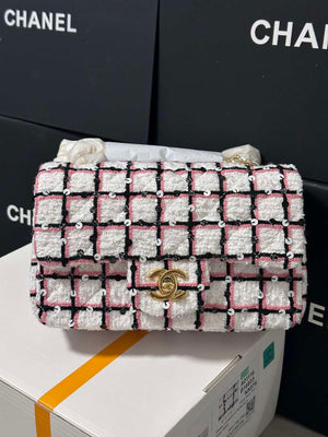 Chanel A69900 25C Mini Flap Fabric Printed AS1116 Pink and white - Default Title - View 5