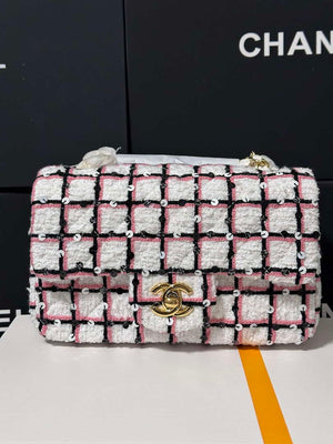 Chanel A69900 25C Mini Flap Fabric Printed AS1116 Pink and white - Default Title - View 8