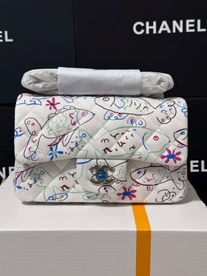 Chanel A69900 25C Mini Flap Fabric Printed AS1116 White - Default Title - View 1