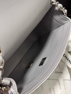 Chanel A69900 Mini Classic Handbag Embroidered Satin Sequins & Silver-Tone Metal - Default Title - View 5