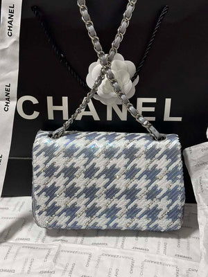 Chanel A69900 Mini Classic Handbag Embroidered Satin Sequins & Silver-Tone Metal - Default Title - View 8