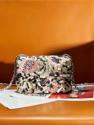 Chanel A69900 Mini Flap AS1116 Silver-Tone Sequins and glass pearls - Default Title - View 1