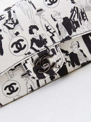 Chanel A69900 Mini Flap AS1116 White Fabric with Black Printed - Default Title - View 2