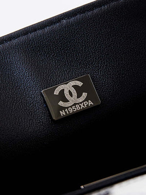Chanel A69900 Mini Flap AS1116 White Fabric with Black Printed - Default Title - View 9