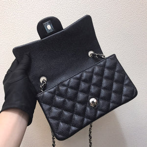 Chanel A69900 Mini Flap Bag Grained Calfskin Black Silver - Default Title - View 7