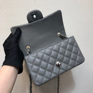 Chanel A69900 Mini Flap Bag Grained Calfskin Gray Silver - Default Title - View 8