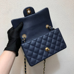 Chanel A69900 Mini Flap Bag Grained Calfskin Navy Blue Gold - Default Title - View 7