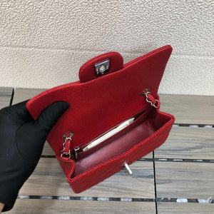 Chanel A69900 Mini Flap Bag Grained Calfskin Red Silver - Default Title - View 9