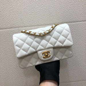 Chanel A69900 Mini Flap Bag Grained Calfskin White Gold - Default Title - View 1