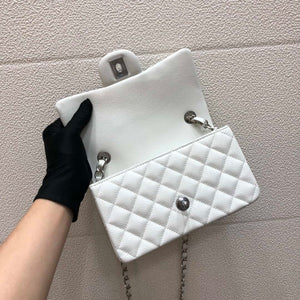 Chanel A69900 Mini Flap Bag Grained Calfskin White Silver - Default Title - View 7