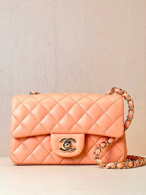 Chanel A69900 Mini Flap Bag Lambskin AS1116 Orange - Default Title - View 1