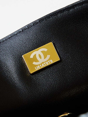 Chanel A69900 Mini Flap Black Lambskin Printed AS1116 with White CC logo - Default Title - View 9