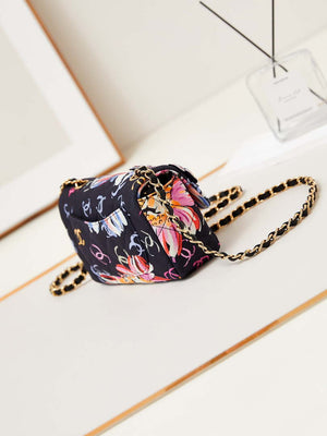 Chanel A69900 Mini Flap Printed Fabric & Gold Metal AS1116 Black & Multicolour - Default Title - View 4