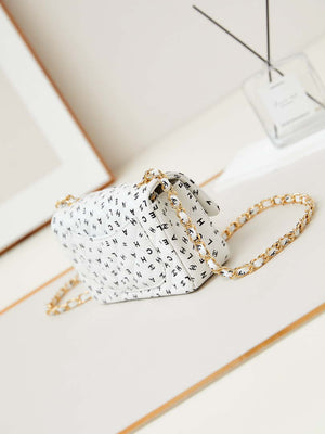 Chanel A69900 Mini Flap White Lambskin Printed AS1116 with Black CC logo - Default Title - View 4