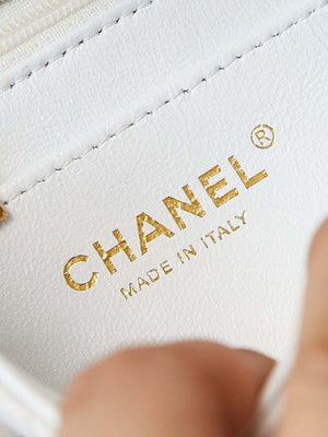 Chanel A69900 Mini Flap White Lambskin Printed AS1116 with Black CC logo - Default Title - View 8