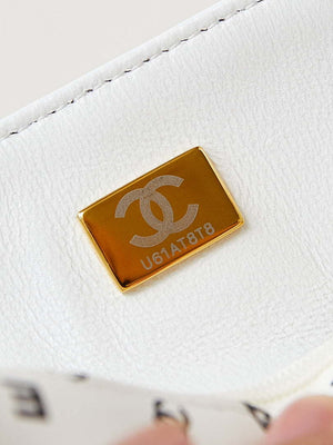 Chanel A69900 Mini Flap White Lambskin Printed AS1116 with Black CC logo - Default Title - View 9